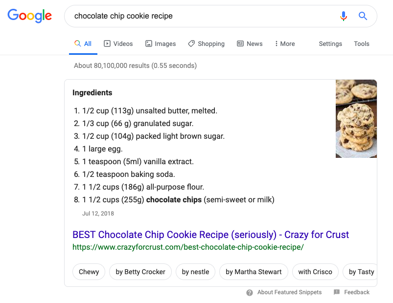rich snippets recipe example